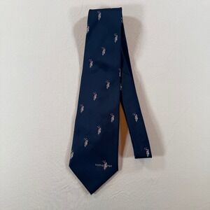 Castle Polo Necktie Navy Blue Polo Player Equestrian Classic Mens Tie
